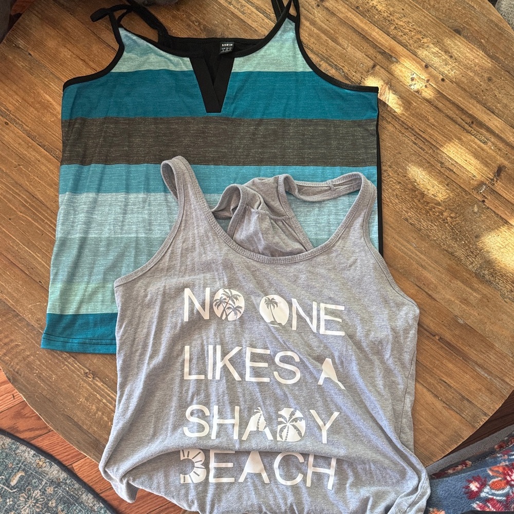 SHEIN Blue and Gray Tank Tops